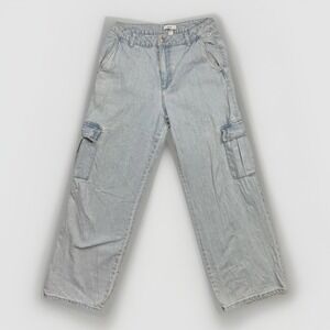 Forever 21 Cargo Utility Jeans Y2K Streetwear Light Wash Baggy Wide Fits 29x30